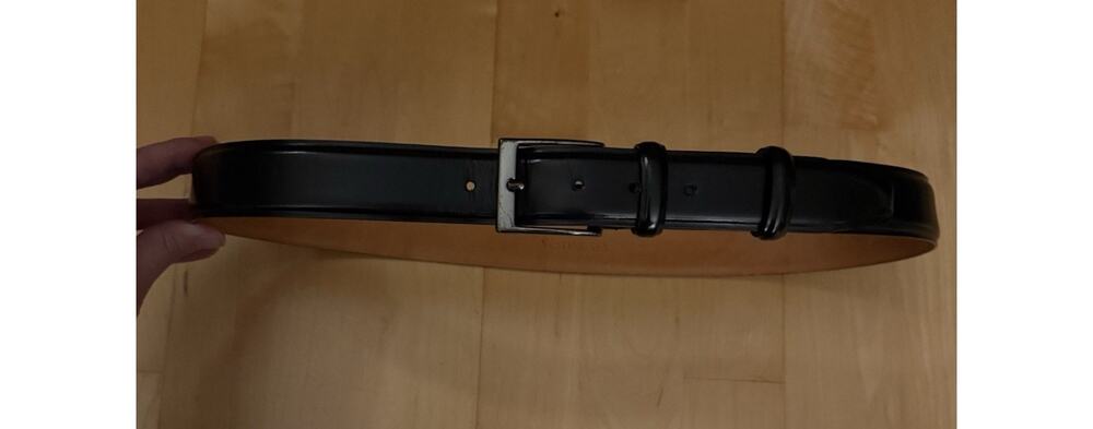 Vestimena Black Leather Belt Silver Buckle 35
